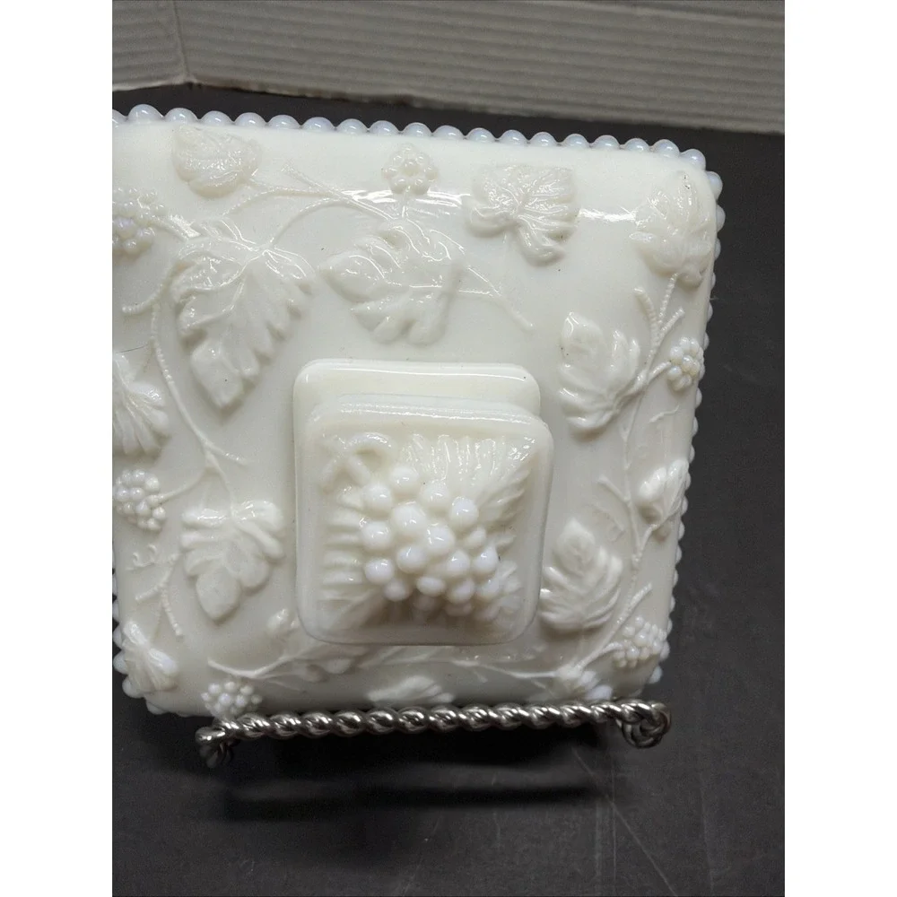 Westmoreland Milk Glass Beaded Grape Wedding Lid Only. See Measurements Photos